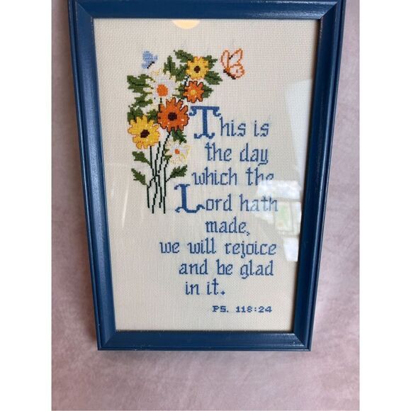 Vintage Cross Stitch Bible Verse - Picture 2 of 5